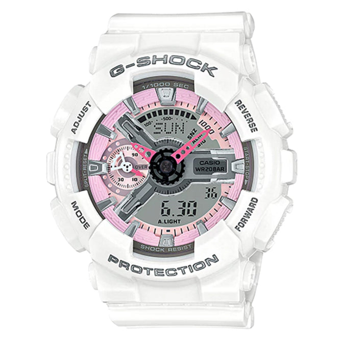 Casio G-Shock GMA-S110MP-7A Resin Quartz Ladies Watch - White + Pink