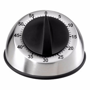 KHTO Stainless Steel Dome Shape Kitchen Timer, 60-Minutes Countdown Mechanical Wind Up Alarm Clock Home Cooking Tool KHCP019