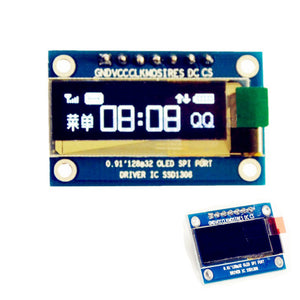 Produino SPI 0.91" 128*32 White OLED LCD Display Module, DC 3.3V 5V SSD1306 7 Pin for Arduino