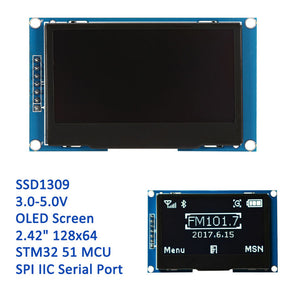 Produino 2.42'' OLED White Screen 128x64 SSD1309 SPI IIC Serial 7Pin for Arduino STM32 MCU TP