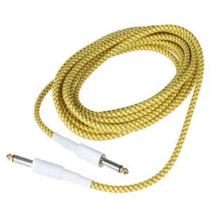 6.35mm to 6.35mm M-M Braided Audio Cable for Guitar - Black + White (2m)