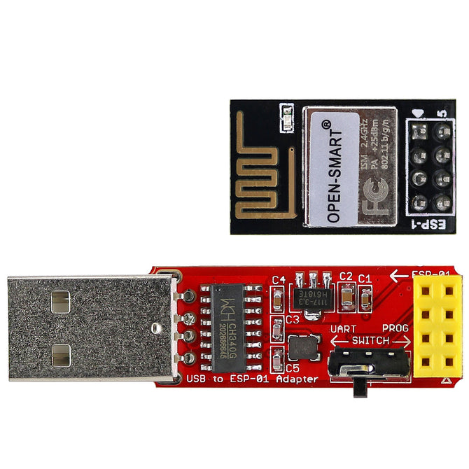 OPEN-SMART ESP-1 ESP8285 Serial Wi-Fi Wireless Transceiver Module + USB to ESP-01 Adatper Module, Compatible with ESP8266 ESP-01