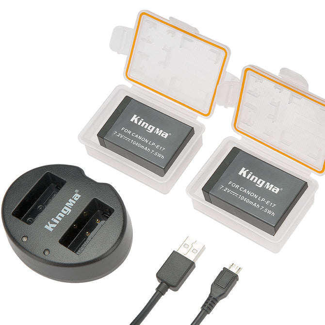 KingMa 2 Pack Replacement LP-E17 Battery and Dual Micro USB Charger for Canon EOS T6i, T6s, 760D, 750D