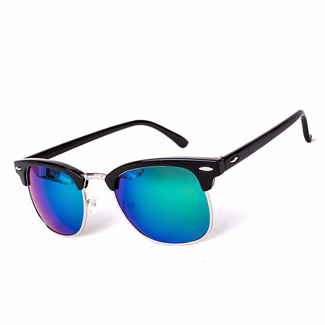 High Quality Chic Half Metal UV400 Classic Sunglasses for Men and Women, Fashion Mirror Sun Glasses Eyewear C7 black green