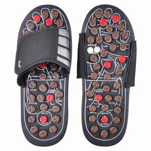 Feet Massage Reflexology Reflex Slipper Sandal, Rest Pebble Stone Acupuncture Foot Healthy Massager Shoes 42 43/Brown