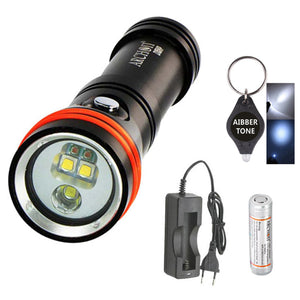 ARCHON D15VP White Red CREE LED 1300 Lumens 110 / 30 Degree 100m Diving Flashlight Video Spot Light with Battery + Charger