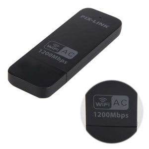 USB AC1200M Portable Wireless Wireless Network Card Adapter WiFi 802.11 b/g/n - Black