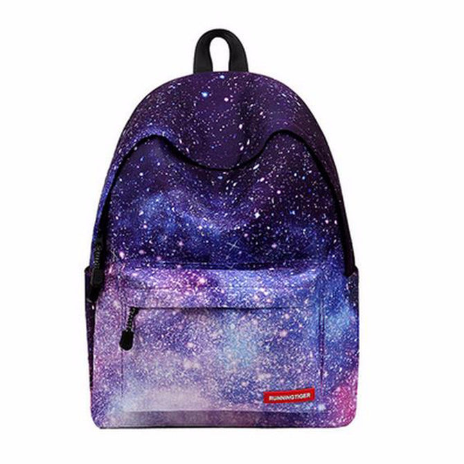 Stars Pattern School Backpack Bag for Teenage Girls, Universe Space Printing Canvas Female Backpack for College Students starry sky
