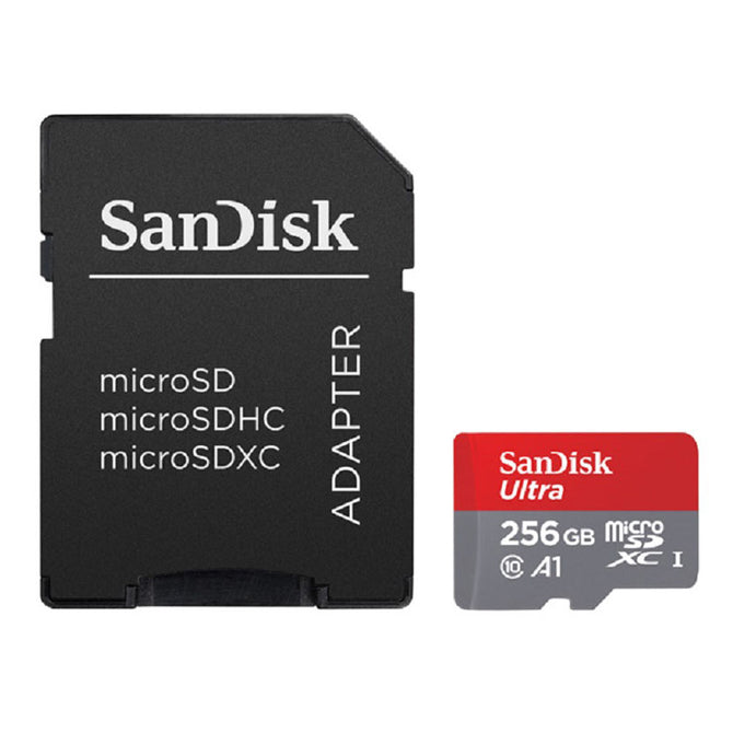SanDisk Ultra 256GB microSDXC UHS-I Card with Adapter, 100MB/s U1 A1 SDSQUAR-256G for Android-based smartphones and tablets