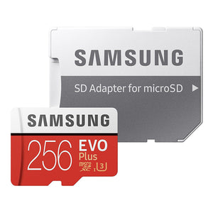 Samsung MicroSDXC EVO Plus Memory Card USH-1 U3 256GB Class10 Up to 100M/S Micro SD Memory Storage Card with Adapter