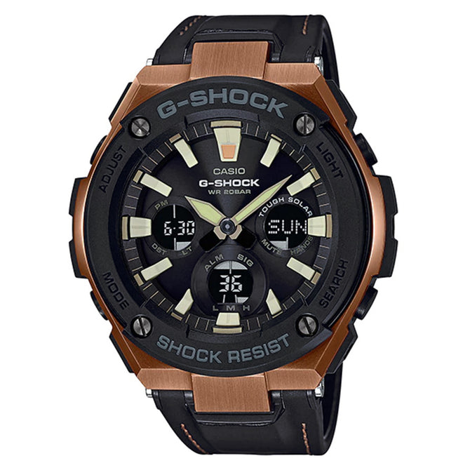 Casio G-Shock GST-S120L-1A Tough Solar Men's Watch - Black + Rose Gold