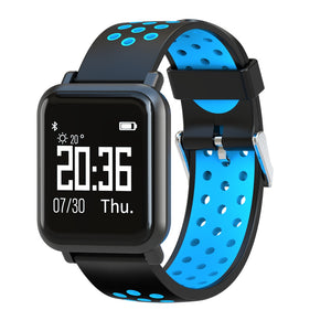 SN60 Sports Smart Watch Wrist Band IP68 Waterproof Blood Pressure Heart Rate Sleep Monitoring - Black + Blue