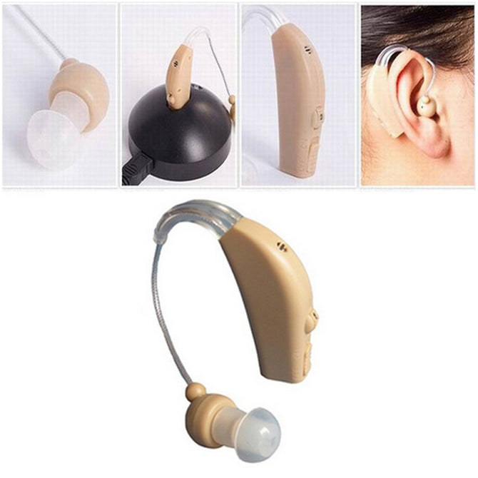 Mini Lightweight Rechargeable Hearing Aid - Light Yellow (EU Plug)