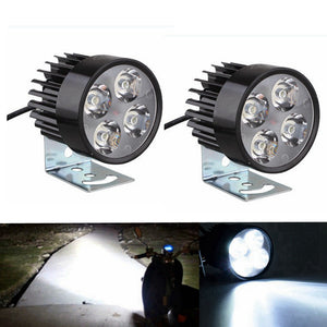 Sencart Universal 4-LED Spot Light, DC10-80V Headlight Lamp for Bicycles Cars Trucks Motorcycle - Black (2 PCS)
