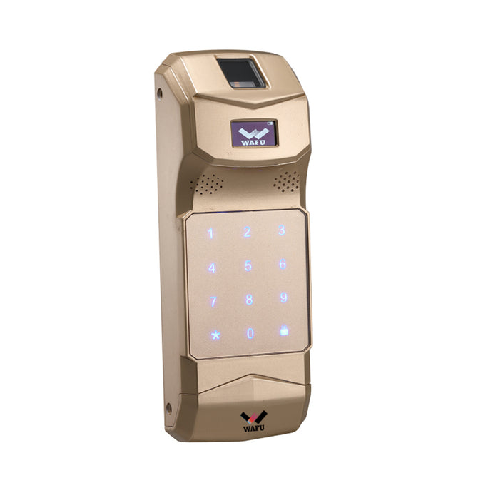 WAFU WF-011 Wireless Smart LED Voice Reminder Screen Fingerprint and password Keypad - Golden