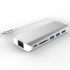 Portable USB-C Hub, UB3.1 Type-C Multiport 6-Port Adapter for 2016/2017 MacBook Pro - Silver