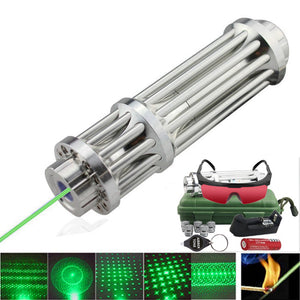 AIBBER TONE High Power Green 532nm Laser Pointer Pen, Military Zoomable Beam Focus Burning Matches Complete Kit w/ Portable Box