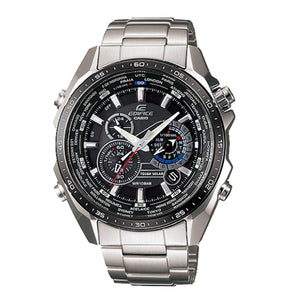 Casio Edifice EQS-500DB-1A1 Solar Powered,World Time,Chronograph,Alarm Men Watch - Silver + Black