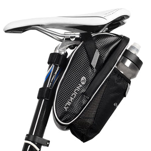 NUCKILY PL02 Portable Durable Folding Bicycle Back Seat Saddle Bag, Rear Tail Zipper Kettle Bag - Black