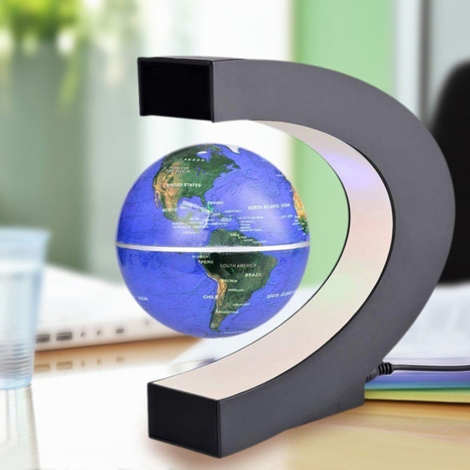Electronic Magnetic Levitation Floating Globe Antigravity LED Light Gift Home Decor 2 Colors Blue