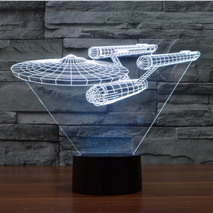 Star Trek USS Enterprise 3D LED Night Light 7 Colors Touch Switch Table Desk Lamp for children baby bedroom gift P22 White Light