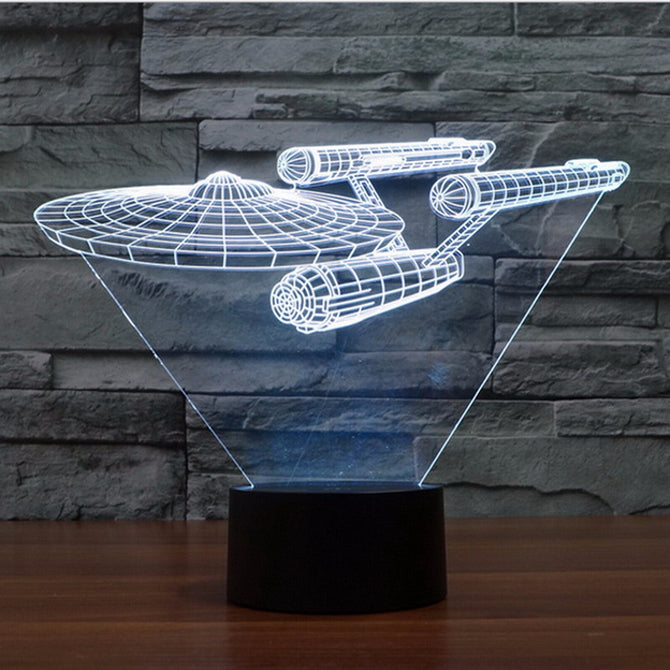 Star Trek USS Enterprise 3D LED Night Light 7 Colors Touch Switch Table Desk Lamp for children baby bedroom gift P22 White Light