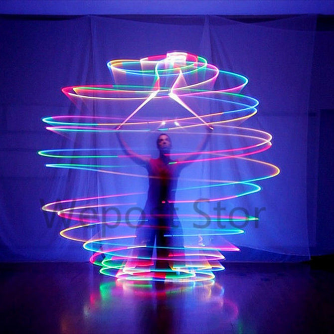 LED POI Thrown Balls for Professional Belly Dance Level Hand women leg Belly Dancer Props with 7 Color 9 Function LED White/Changeable