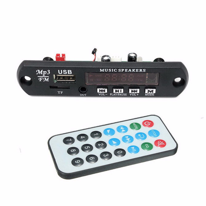 5V 12V Car Bluetooth 4.2 mic MP3 Decoder Board Decoding Player Module Support FM Radio USB TF LCD Screen Remote Controller Black