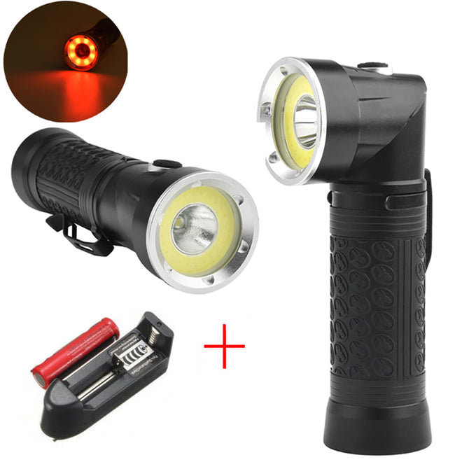 Powerful LED Flashlight 18650 T6+COB 6000LM 90 Degree Fold Multifunction Torch Light For Hunting Camping Search Lamp