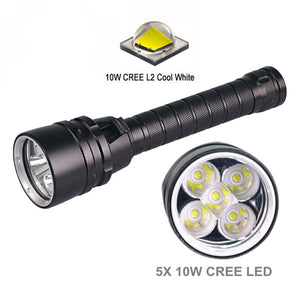 AIBBER TONE 5*XM-L2 Tactical Flashlight, 15000LM Powerful Waterproof Underwater LED Diving Torch Flash Lamp Light