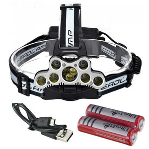 AIBBER TONE T6 Q5 9-LED USB Charging Head Light Headlamp Torch Flashlight with SOS Function for Outdoor Camping