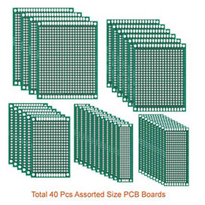 ZHAOYAO 40Pcs Double Sided PCB Board Prototype Kit for DIY Soldering and Electronic DIY Projects, 5 Sizes