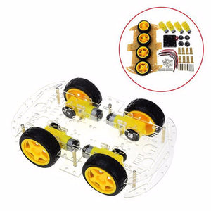 Smart Car Kit, 4WD Smart Robot Car Chassis Kits with Speed Encoder and Battery Box for Arduino DIY Kit colorful