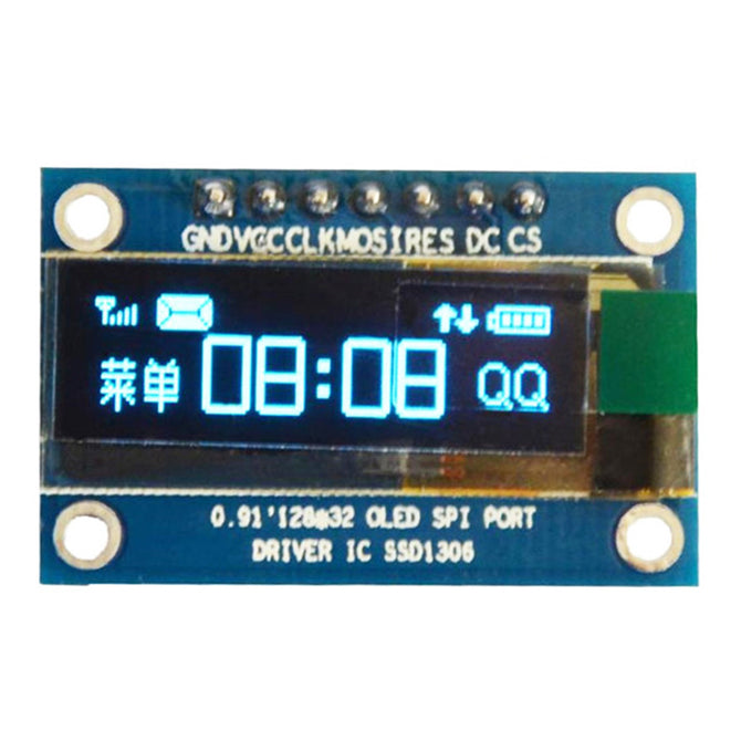 Produino SPI 0.91" 128*32 Blue OLED LCD Display Module, DC 3.3V 5V SSD1306 7 Pin for Arduino