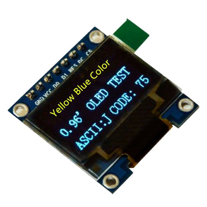 Produino 0.96 Inch 128 x 64 Yellow & Blue OLED Display Module SPI Interface 7 Pin for Arduino