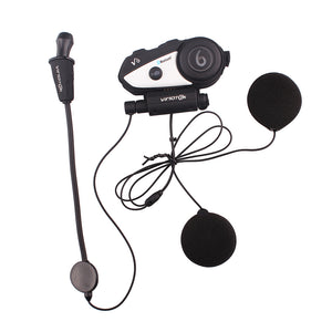 V6 Waterproof Motorcycle Helmet BT Bluetooth Interphone Headset Intercom - Black (EU Plug)