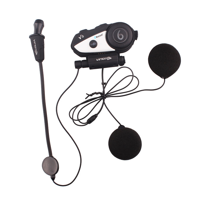 V6 Waterproof Motorcycle Helmet BT Bluetooth Interphone Headset Intercom - Black (EU Plug)