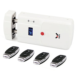 WAFU WF-011A Security Keyless Smart Remote Door Locks, Wireless Invisible Anti-theft Lock with 4 Remote Keys - White