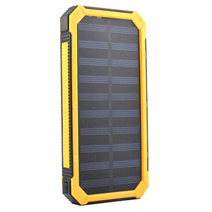 ZHAOYAO 30000mAh DC 5V Dual USB Solar Power Bank Charger with 2835SMD-6LEDs White Light and Strap - Yellow