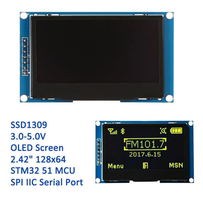 Produino 2.42'' OLED Yellow Screen 128x64 SSD1309 SPI IIC Serial 7Pin STM32 MCU TP for Arduino