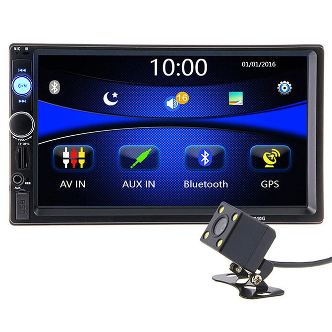 7010G 2 Din 7 Inches HD Car Radio GPS Navigation Player Camera Autoradio, Supports Bluetooth, AUX / USB, MP3 MP5 Stereo FM Audio Europe Maps