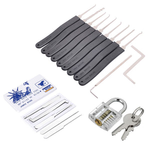 HakkaDeal 19 In 1 Practice Padlock Set, Lock + Keys + Lockpick Combination Tool Kit