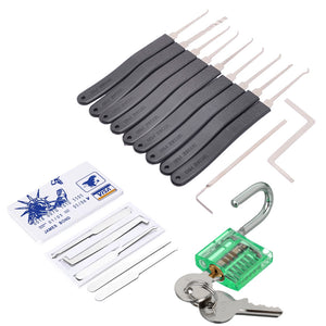 HakkaDeal 19-in-1 Practice Padlock Set, Lock + Lockpick Combination Tool - Green