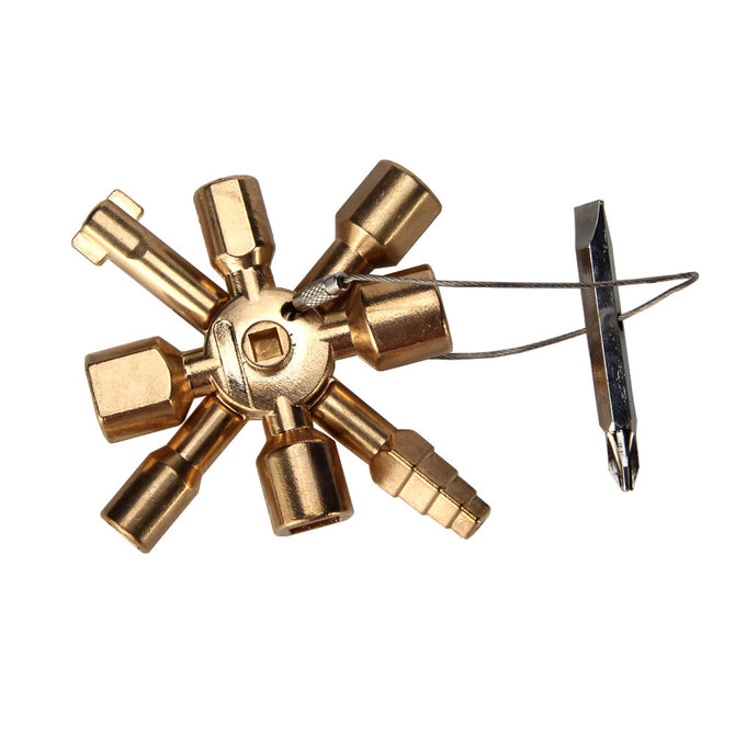 HakkaDeal Multi-Function One-In-One Triangle Emergency Key Wrench - Golden