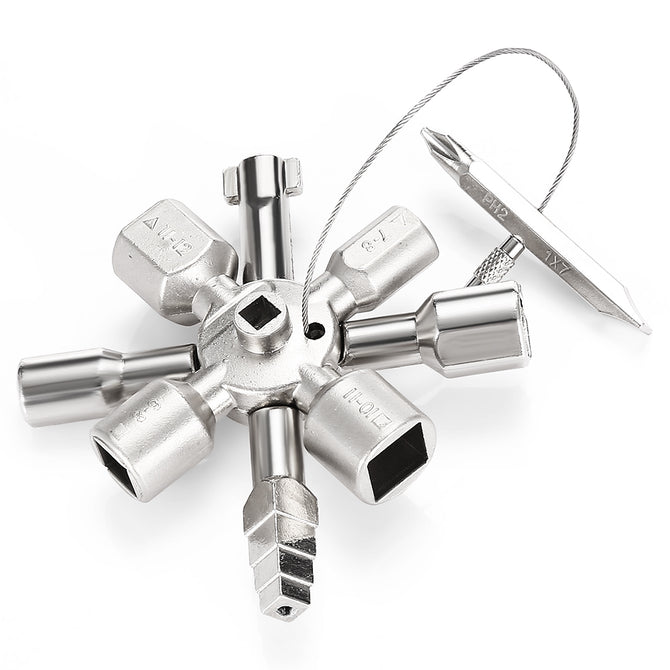 HakkaDeal Multi-Function One-In-One Triangle Emergency Key Wrench - Silver