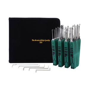 Lockmall KL-320 High Quality 32-Piece Hook Lock Picks Set - Green