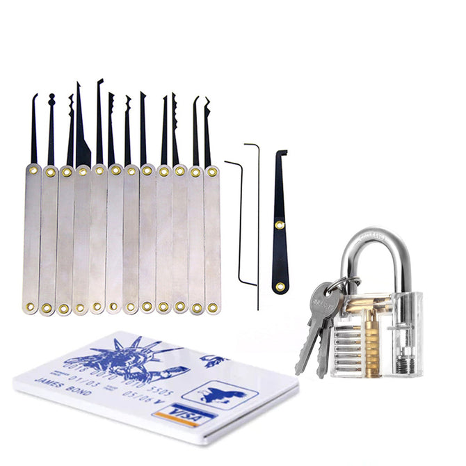 HakkaDeal Lock Pick Practice Tool Set for Locksmith (19PCS) - Silver