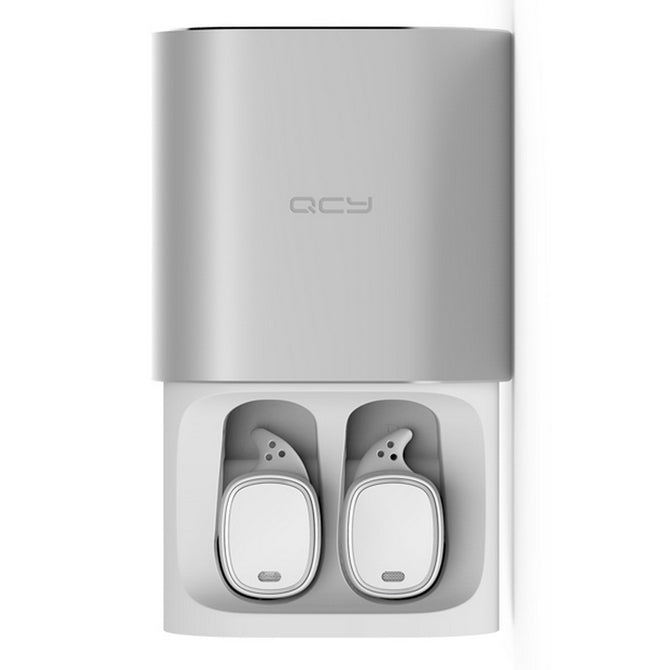 QCY T1 Pro TWS Business Earbud Bluetooth Wireless Earphone Handsfree Calls Noise Cancel Headphone with Mcrophone - Silver