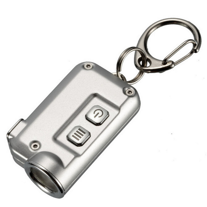 Nitecore TINI 380 Lumens Mini LED Flashlight Micro USB Rechargable Metal Keychain Torch - Silver