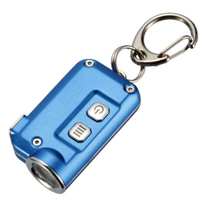 Nitecore TINI 380 Lumens Mini LED Flashlight Micro USB Rechargable Metal Keychain Torch - Blue